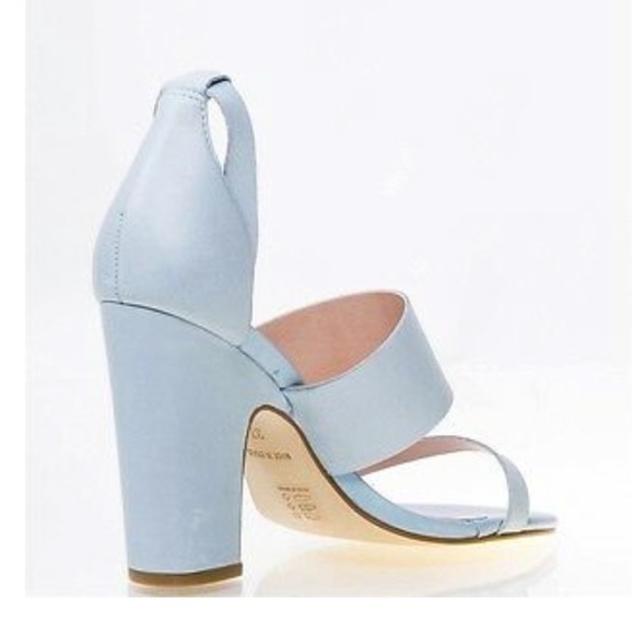 OLLIE Baby blue Leather Block Heel strappy Sandals - Picture 4 of 12